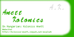 anett kolonics business card